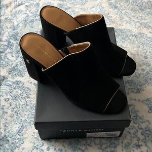 Tommy Hilfiger Black Suede Sayna Mules for Women